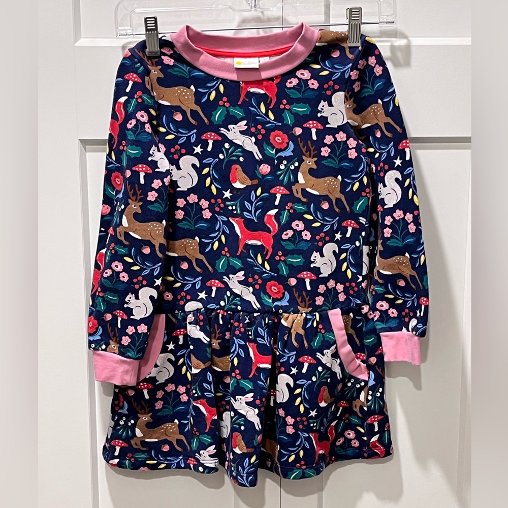 MINI BODEN PRE-LOVED AUTHENTIC FESTIVE GIRL FLEECE LINING WITH POCKETS DRESS